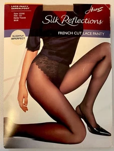 Hanes Silk Reflections französischer Schnitt Spitze Höschen Sandalfoot Gr. CD kaum da neu aus altem Lagerbestand - Bild 1 von 5