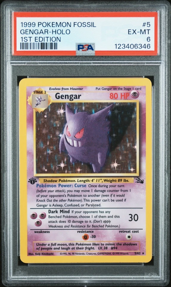 PSA 6 GENGAR 5 HOLO FOSSIL 1ST EDITION POKEMON 1999 - Image 1 of 2