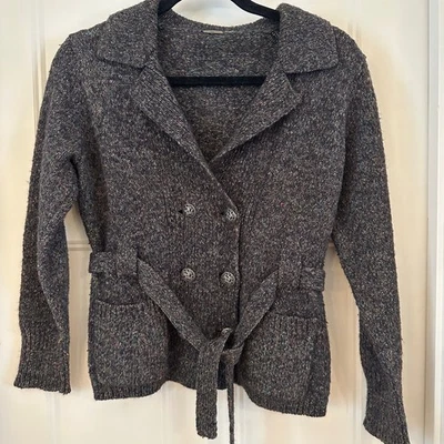 Suéter para mujer One Girl Who XS SM mezcla de lana gris multicolor lazo cintura Foto 1 de 4