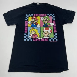 Super Mario Mens Graphic T-Shirt Black Crew Neck 100% Cotton Tee Size Medium - Picture 1 of 5
