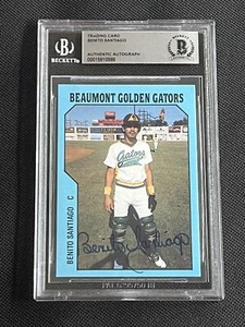 BENITO SANTIAGO 1985 TCMA BEAUMONT GOLDEN GATORS RC SIGNED CARD BAS AUTHENTIC
