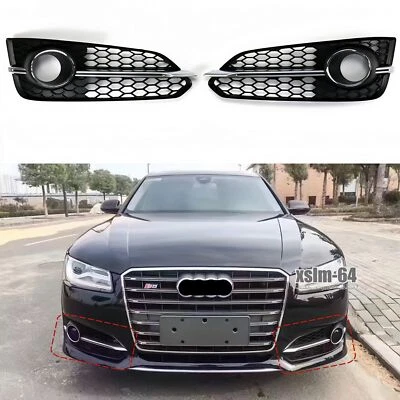 Parachoques delantero cromado para Audi A8 A8L S8 2014-2017 cubierta de rejilla antiniebla 2 piezas Foto 1 de 4