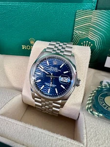 2022 Rolex Datejust 36mm 126200 Blue Motif Dial Jubilee Bracelet Box and Papers - Picture 1 of 3