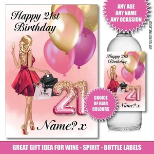 Personalisiertes Geburtstagsflaschenetikett Gin Wein Wodka 18. 21. 30. 40. 192 - Bild 1 von 6