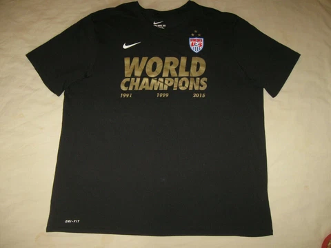 USA Women's Soccer World Cup Champions NIKE T Shirt Men's 2XL USWNT FIFA Black Cover