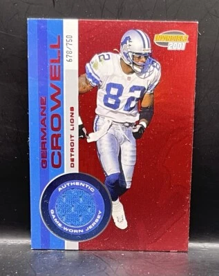 2001 Pacific Invincible Game Worn Jersey Germane Crowell #/750 Detroit Lions - Image 1 of 2