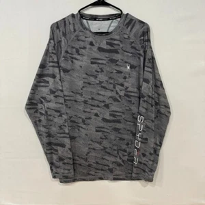 Spyder Rash Guard Shirt Men’s M Gray Camo Long Sleeve Swim Quick Dry - Picture 1 of 5