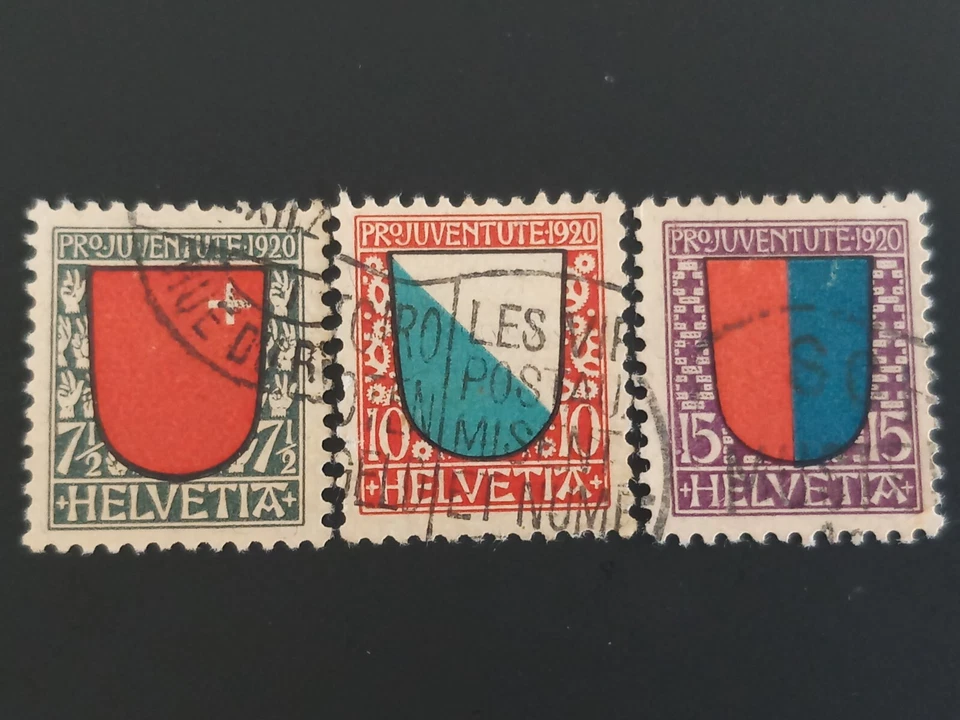 Switzerland Stamps - Semi-Post Arms of Schwyz, Zurich & Ticino F/VF Used B15-17 - Image 1 of 1