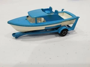 Matchbox 9d Cabin Cruiser Boat & Trailer Lesney England - Picture 1 of 8