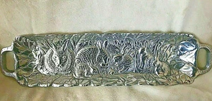 Aluminum Heavy Decorative Bunny Rabbit Tray with Handles - Picture 1 of 6