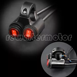 7/8'' Waterproof Motorcycle Handlebar Dual Headlight Switch With Red Pilot Lamp - Picture 1 of 2