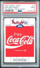 1991 COCA-COLA DON MATTINGLY 15 DON MATTINGLY '91 (COCA-COLA LOGO) - PSA 9