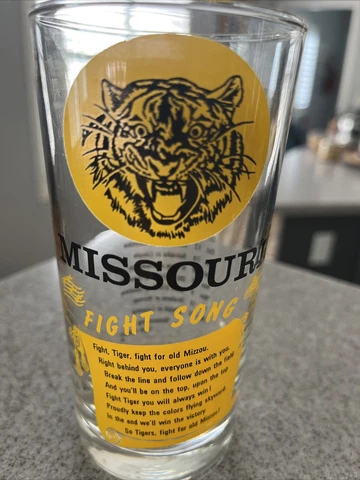 1968 Mizzou Missouri Tigers Football Homecoming Drink Glass Tumbler W/Schedule Cover