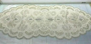 Christmas Beaded Table Runner White Silver  Centerpiece Nicole Miller 36" New  - Picture 1 of 6