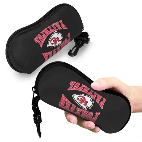 Forever Faithful Kansas City Chiefs Glasses Case Portable Sunglasses Pouch Bag Cover
