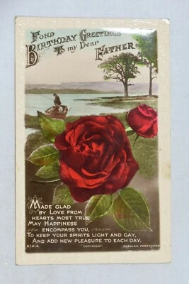 Postcard Birthday Greetings Father Posted Postmark 1936 Harrow J. Beagles Ltd - Image 1 of 2