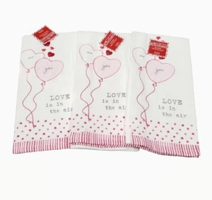 Lot of 3  Printed 100% Cotton Kitchen Tea Towels 18"x28" LOVE & HEARTS NWT - Picture 1 of 8