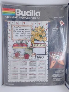 Calendario vintage de fieltro Bucilla con joyas 1990 acogedor estilo cocina 82592 sellado - Imagen 1 de 14