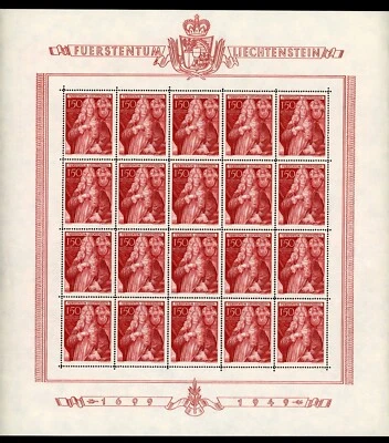 Liechtenstein 1949 Scott# 240-242 Full Sheets Mint OG Never Hinged Pristine 💎 - Image 1 of 3