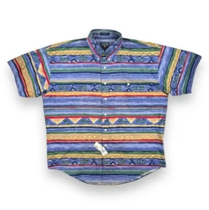 Vintage Ralph Lauren Chaps Aztec Short Sleeve Button Down Shirt Mens XL• NWT - Picture 1 of 3