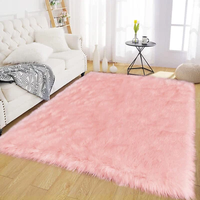 Faux Fur Sheepskin Area Rug Non-Skid Furry Carpet for Living Room in Many Colors - Image 1 of 4