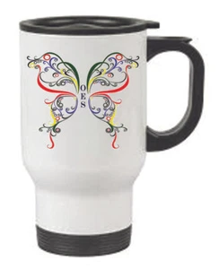 Eastern Star Butterfly Design Full Color Stainless Steel Mug in White - Picture 1 of 1