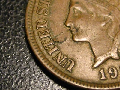1909 Indian Head Cent XF ERROR OBVERSE FIELD & MOUTH PEELING OR DIE CRACKS - Image 1 of 4