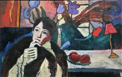Meditation by Gabriele Münter 1911 – German Expressionist Interior Scene Decor - Image 1 of 2