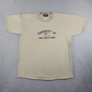 Vintage Property Of USA Shirt Mens Large Beige OVB Classiccore Patriotic Y2K - Picture 1 of 11