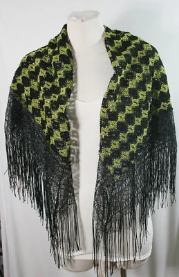 Xale, triângulo/decoração de contas/rosa ou bordô, quadrado/verde/preto, envoltório de veludo - Imagem 1 de 4