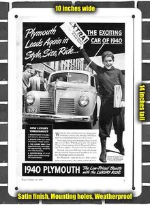 METAL SIGN - 1940 Plymouth Vintage Ad 10 - Picture 1 of 1
