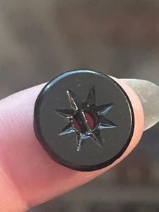 Vintage 11/16" Black Glass Button Sun Sew Thru Small - Picture 1 of 6