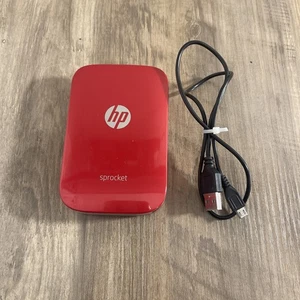 HP Sprocket Bluetooth Photo Printer Red Z3Z93A 80001 With Charge Cable PreOwned - Picture 1 of 5