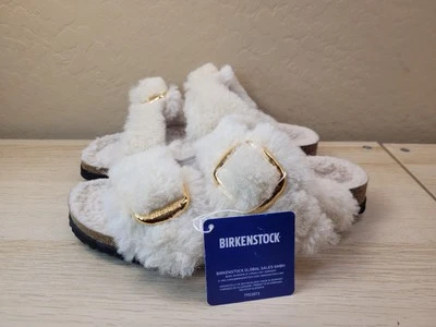 Birkenstock Arizona Big Buckle Shearling Teddy Eggshell Womens Size 8 US 39 EU - Image 1 of 4