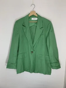Bershka Blazer M Green Linen Blend Single Button Smart Casual - Picture 1 of 14