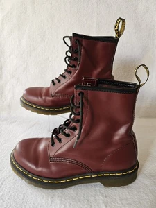 Dr Martens 1460 Boots Cherry Red Leather Womens Size 8 "Wednesdays Look" - Picture 1 of 9
