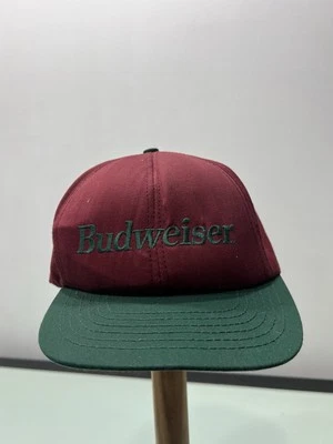 VINTAGE Budweiser Hat Cap Snapback Red Green Mens Advertising USA  Bud Beer - Image 1 of 4
