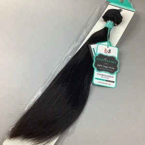 "Extensiones de trama de cabello humano virgen liso natural 16"" Indi Remi sin procesar" - Imagen 1 de 6
