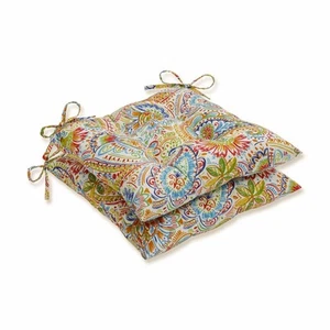 Paisley Indoor/Outdoor Chair Seat Cushion with Ties, Tufted, Weather, and Fad... - Picture 1 of 4