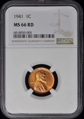 1941 Wheat Reverse Lincoln Cent 1C NGC MS66RD - Image 1 of 2