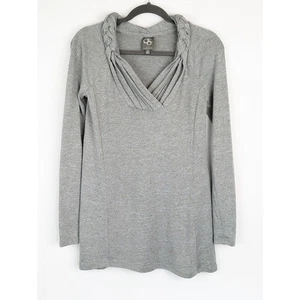 Anthropologie One September Brynn Sweater Braided Pleated Knit Boho Gray Size XS - Picture 1 of 10