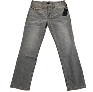 NEW True Religion Geno Big T Flap Jeans Men's 36x32 Grey Flap Relaxed Slim NWT - Picture 1 of 18