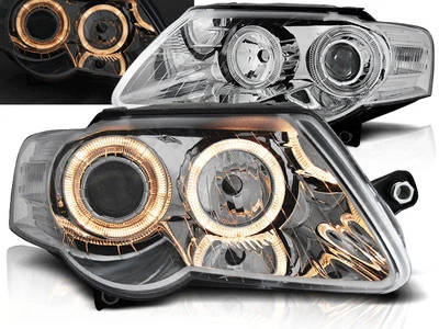 Scheinwerfer Angel Eyes Set für VW Passat 3C B6 Bj. 05-10 Chrom - Bild 1 von 3