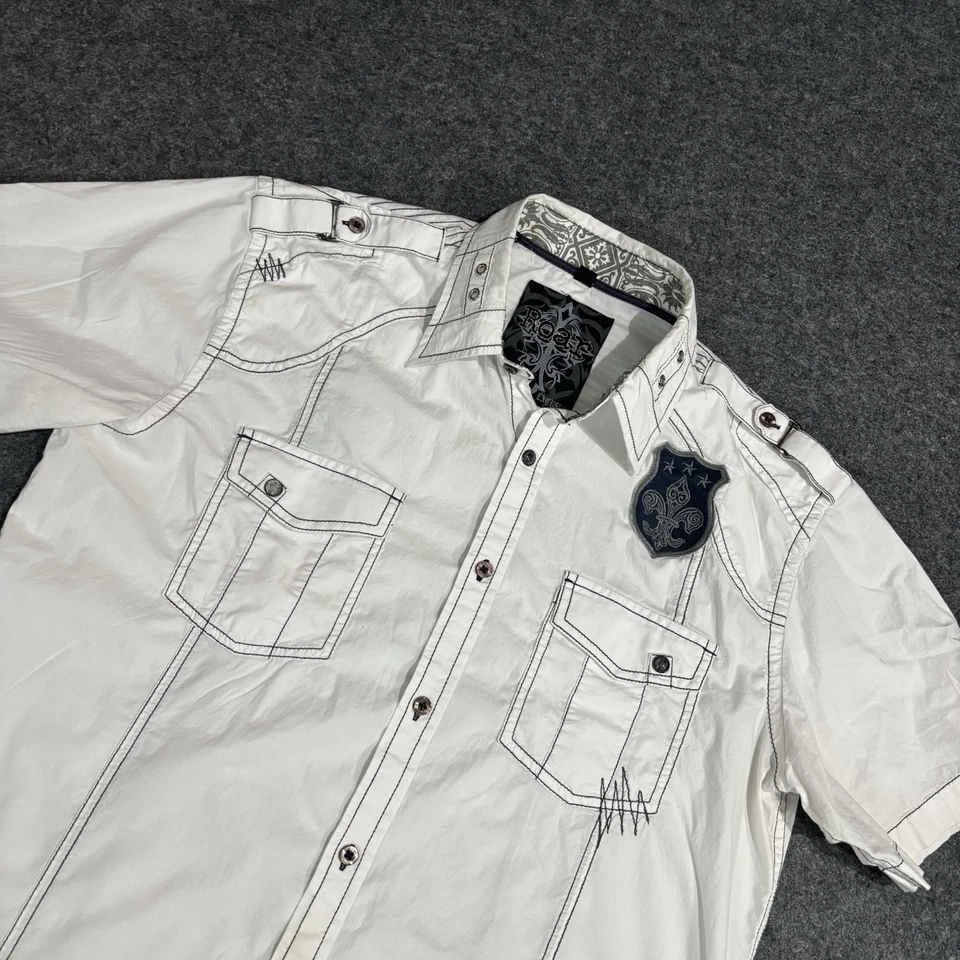 Рубашка на пуговицах Roar размер большой короткий рукав пилот вышитая белая - Изображение 1 из 4