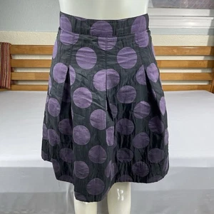 Corey Lynn Calter Polka Dot Mini Skirt Women's 4 Black Purple Pleated Whimsical - Picture 1 of 15