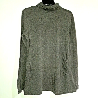 Motherhood Maternity Turtle Neck Grey Ruched Sides Long Sleeve T shirt Size S - Image 1 of 4