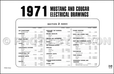 1971 Ford MUSTANG Mercury Cougar Diagrama Originales Eléctrico Esquemáticos - Imagen 1 de 3