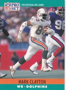 1990 Pro Set #177 Mark Clayton Miami Dolphins + Ja 4 Gratis Mystery Karten - Bild 1 von 2