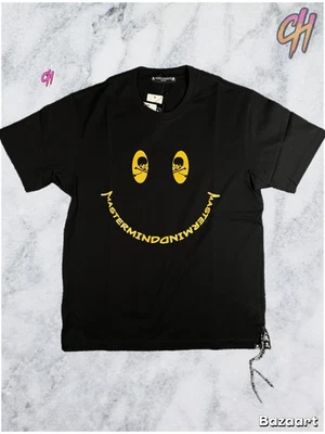 Camiseta negra Mastermind World Gold Smiley Face gráfica talla pequeña Foto 1 de 4
