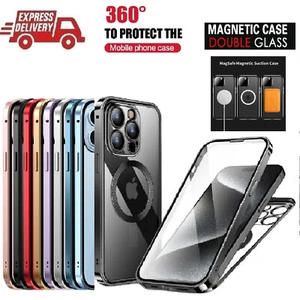 For Apple iPhone 16 Pro Max Magnetic Double Sided Tempered Glass 360 Case - UK - Picture 1 of 24